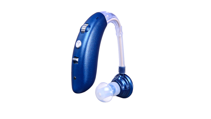 Moda azul tipo BTE nuevos audífonos recargables